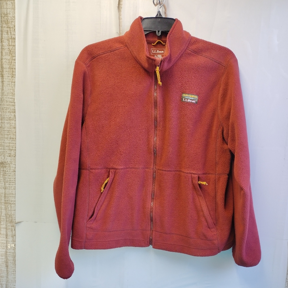 L.L.Bean Men's Full Zip Classic Fleece Jacket Rust Orange XL
